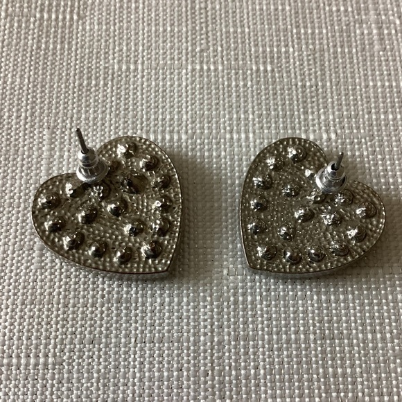 Heart Crystal Stud Earrings - Picture 2 of 2